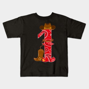 Kids 1st Birthday One Year Old Baby Cowboy Western Rodeo Party Kids T-Shirt